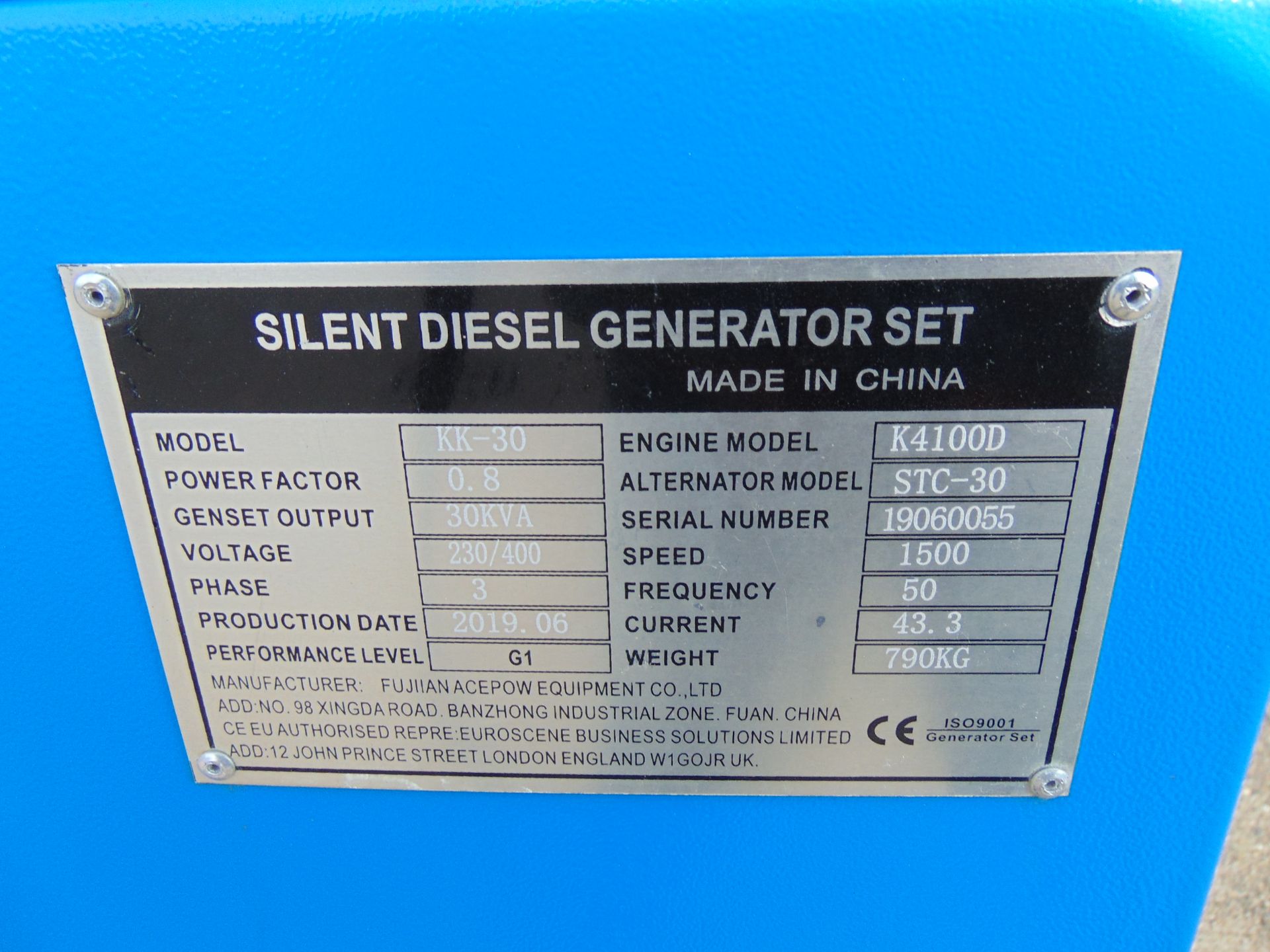 UNISSUED 30 KVA 3 Phase Silent Diesel Generator Set - Image 13 of 13
