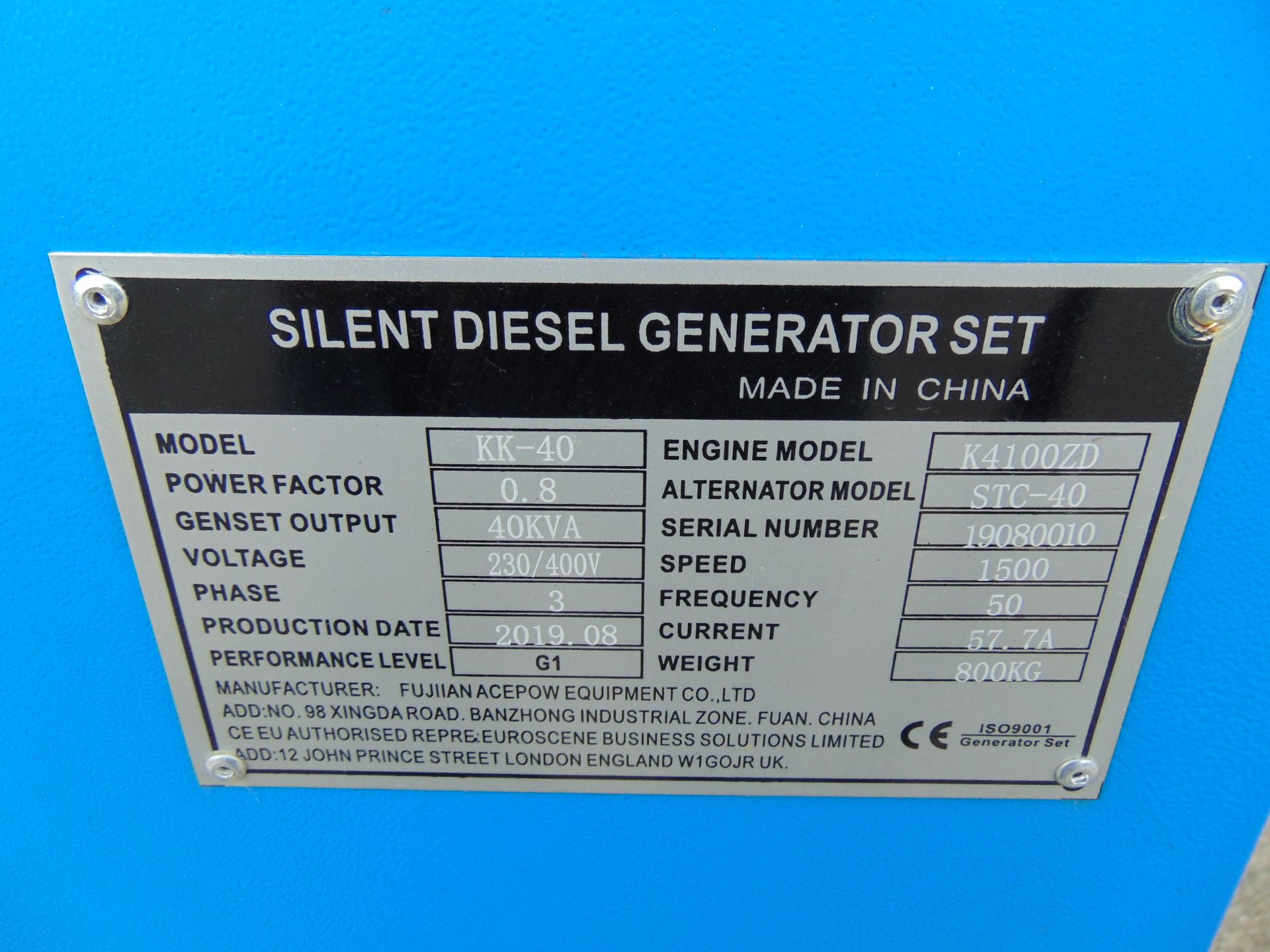 UNISSUED 40 KVA 3 Phase Silent Diesel Generator Set - Image 16 of 16