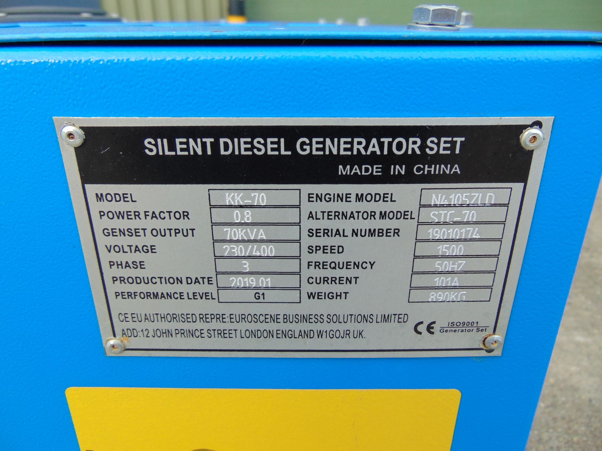 UNISSUED 70 KVA 3 Phase Silent Diesel Generator Set - Image 13 of 13