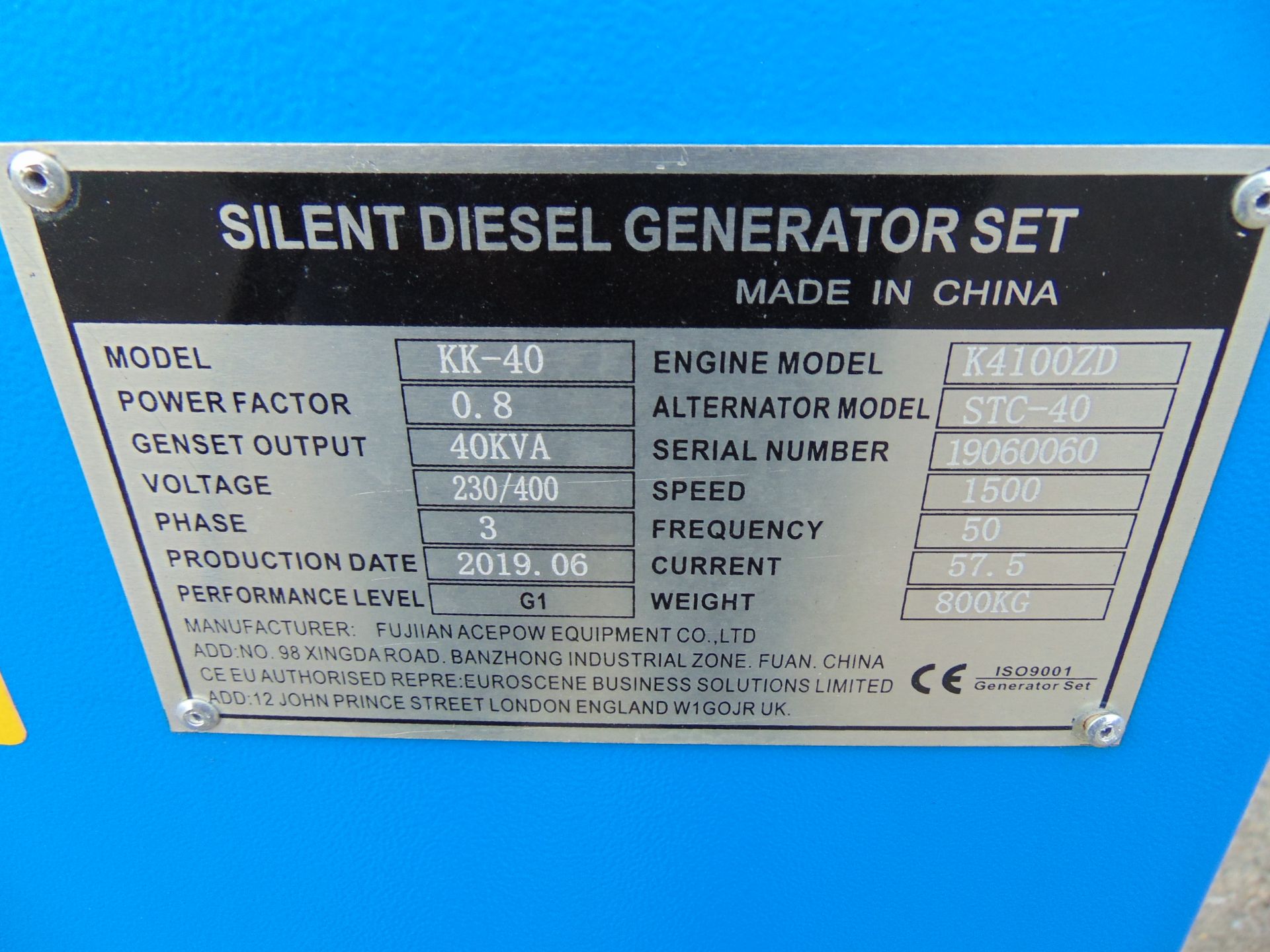 UNISSUED 40 KVA 3 Phase Silent Diesel Generator Set - Image 16 of 16