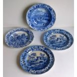 A 19th century Spode Caramanian series pearlware blue transfer printed plate, decorated with 'The