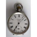 An Edwardian Swiss made stem-wind silver-cased open face pocket watch with Roman numerals,