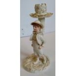 A Victorian Royal Worcester figural candlestick modelled as a tree after James Hadley with oak