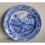 A 19th Century Spode blue and white transfer printed Sporting Series plate decorated in 'COMMON WOLF