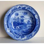 A Spode blue and white Indian Sporting Series 'Chase after a Wolf" pattern soup bowl, impressed