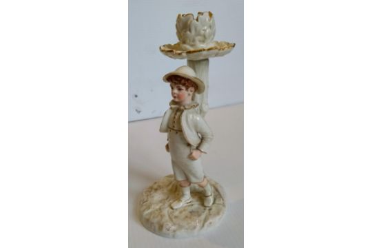 A Victorian Royal Worcester figural candlestick modelled as a tree after James Hadley with oak - Image 1 of 4