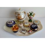 An assortment of eleven Limoges trinket boxes, jars, plate and three German trinket boxed, all