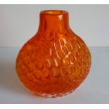 A Geoffrey Baxter for Whitefriars tangerine textured 'Onion Vase', pattern No 9758, 14cm H without