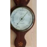 A Regency inlaid mahogany mercury wheel barometer signed G.Trombetta Norwich, 8-inch circular