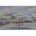 Henry Wilson Bracken (1920-1998), WINTER, SEDBERGH SCHOOL, CUMBRIA, watercolour, framed, mounted,