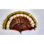 A vintage tortoiseshell feather fan