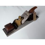 A 19th century Spiers Ayr 13.5 inches (35 cm) long dovetailed steel wood plane, rosewood handle in