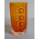 A Geoffrey Baxter for Whitefriars textured glass 'Traffic Light' range tangerine vase, pattern 9760,