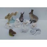 A selection of rabbit figurines by Coalport, Aynsley (x2), Royal Crown Derby, Royal Copenhagen (x2),