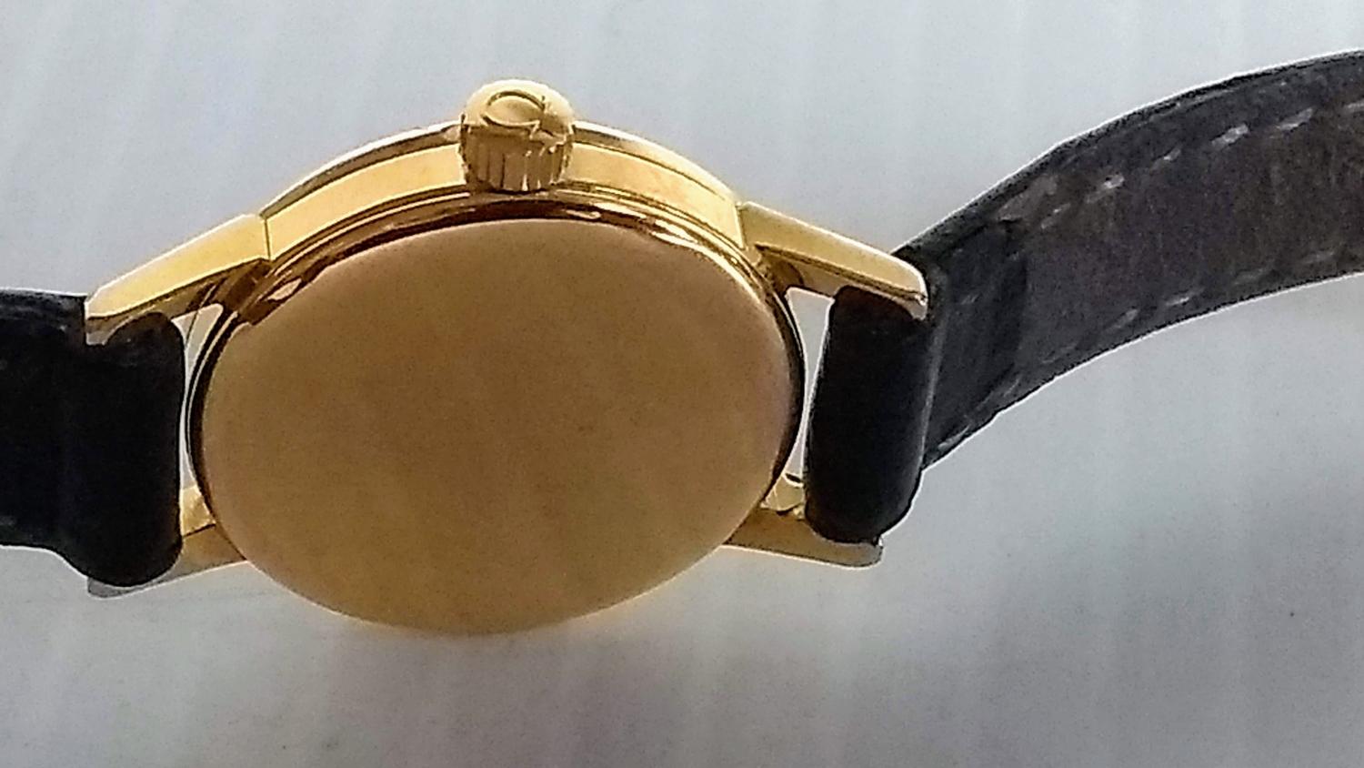 A gents Omega gold plated and steel-cased Seamaster wristwatch, signed champagne dial, 32mm, baton - Image 7 of 7