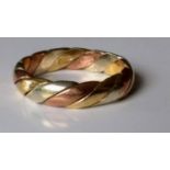 A bi-gold ring, size S1/2, hallmarked, 6.42g