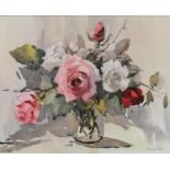 Two Marjorie Best, STILL LIFE OF FLOWERS, watercolours, framed and mounted, both signed, 35 cm x