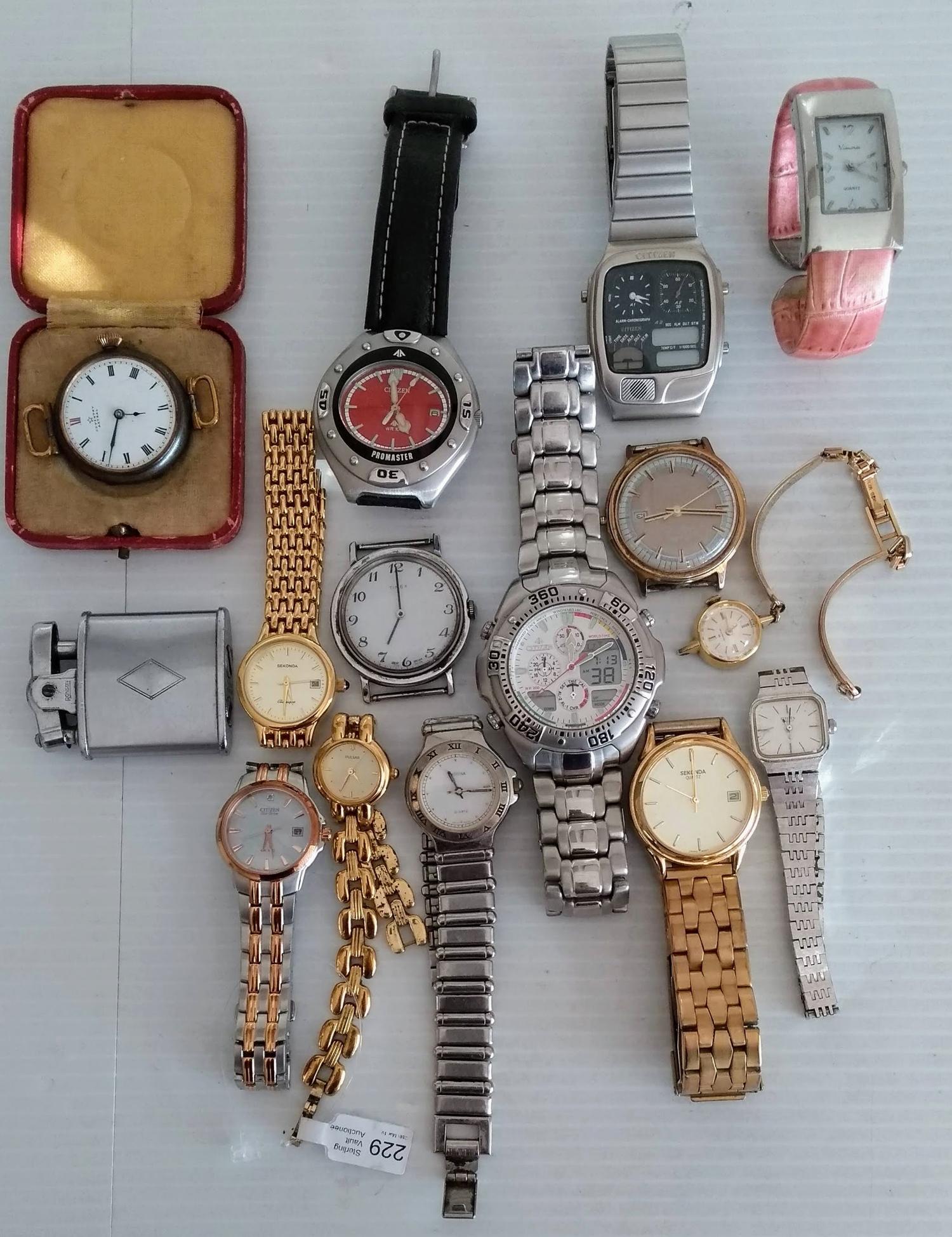 A selection of ladies and mens' fashion watches, etc
