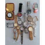 A selection of ladies and mens' fashion watches, etc