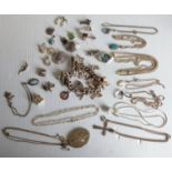 A silver charm bracelet with extra charms and other silver jewellery, etc