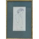 After Augustus John (1878-1961), THREE-QUARTER PORTRAIT OF A YOUNG GIRL, pencil, framed, mounted,