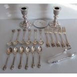 An assortment of mid-20th century Siamese silver comprising six tea spoons, six coffee spoons,