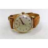 A vintage 9ct gold-cased gents manual watch by Winegartens, London, Arabic numerals, dial 30mm