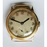 A 9ct gold cased wristwatch by Herbert Wolf Ltd, Arabic numerals, 30mm dial, subsidiary seconds