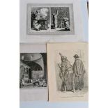 Three 19th century engravings by E Challis after W H Bartlett, c.1850 published in Walks About the
