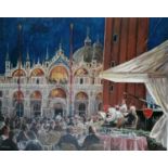 L.M Lowndes, FLORIAN'S SAN MARCO, VENICE, oil on canvas, framed, signed bottom left and dated