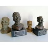 Hezekiel Ntuli (South Africa 1912-1973) OLD MAN and INDUNAN, bronze and clay busts, tallest 16 cm H,