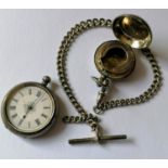 An Edwardian French 935 silver-cased key-wind fob watch with engine turned design with Roman