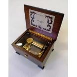 A Reuge Saint Croix Swiss music box playing canon Pachelbel, in walnut crossbanded case and ornate