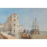 Calvert Richard Jones (1804-1877) MEDITERRANEAN HARBOUR SCENE, watercolour, framed, mounted,