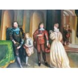 Unsigned, TUDOR COURT SCENE, oil on canvas, framed, 90 x 120 cm