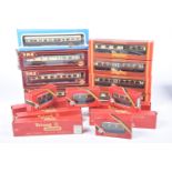 Seventeen boxed coaches, by Hornby, Triang and Airfix Including three Cornish Riviera coaches in