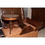 A pair of mahogany wall shelves and a brass inlaid tripod table The wall shelves with shaped end