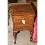 An early 20th Century walnut bedside chest The rectangular quarter veneered top above three