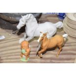 A small group of Beswick items To include a grey cantering shire horse, a light chestnut horse,