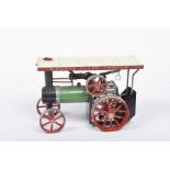 A boxed Mamod TE1A traction engine In green and red, including burner.