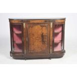 A late 19th Century rosewood credenza The break front top with an ebonised border above an inlaid