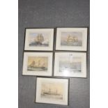 A set of five nautical chromograph prints The prints depicting HMS Nimph, HMS Calliope, HMS Victory,