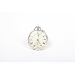 A late Victorian silver open face pocket watch The circular white enamel dial with Roman numeral