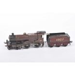 An unboxed Hornby clockwork '0' gauge no. 2 Special 4-4-0 locomotive no. 1185 With six wheel