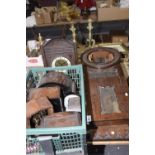 A collection of clock parts and clock cases To include a Victorian bracket clock with 12cm dial, a