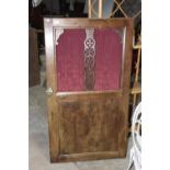 A late 19th/early 20th Century hardwood Confessional door The rectangular door with an open fabric