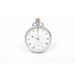 A late Victorian silver open face pocket watch The circular white enamel dial with Roman numeral