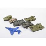 Six unboxed modern Dinky military vehicles Comprising 2x leopard tank, Tiger One tank, Chiefton