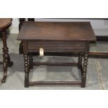 An 18th Century and later oak side table Having a rectangular top above a single frieze drawer