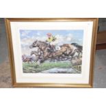 Clare Eva Burton (British), a limited edition signed print The print depicting jockey and horses,